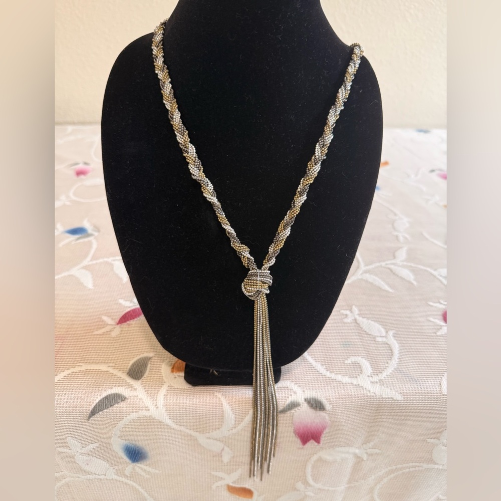 Elegant Silver and Gold Braided Necklace